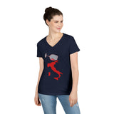 Spilled Wine Ladies' V-Neck T-Shirt - Vineyard Vibes, Italy Wine Shirt, Gift for Wine Lovers, Casual Tee, Summer Fashion, Travel T-Shirt