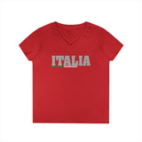 Italia Ladies' V-Neck T-Shirt - Stylish Casual Wear for Italy Lovers