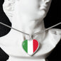 Italian Flag with Heart Pendant Necklace in Gold & Stainless Steel