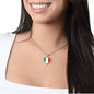 Italian Flag with Heart Pendant Necklace in Gold & Stainless Steel