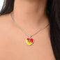 Sicilian Flag with Heart Pendant Necklace