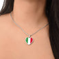 Italian Flag with Heart Pendant Necklace in Gold & Stainless Steel