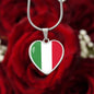 Italian Flag with Heart Pendant Necklace in Gold & Stainless Steel