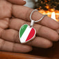Italian Flag with Heart Pendant Necklace