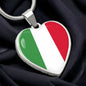 Italian Flag with Heart Pendant Necklace in Gold & Stainless Steel