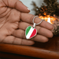 Italian Flag with Heart Pendant Necklace in Gold & Stainless Steel