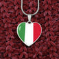 Italian Flag with Heart Pendant Necklace