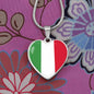 Italian Flag with Heart Pendant Necklace in Gold & Stainless Steel