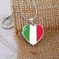 Italian Flag with Heart Pendant Necklace in Gold & Stainless Steel