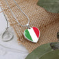 Italian Flag with Heart Pendant Necklace in Gold & Stainless Steel