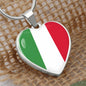Italian Flag with Heart Pendant Necklace