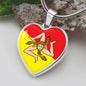 Sicilian Flag with Heart Pendant Necklace
