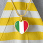 Italian Flag with Heart Pendant Necklace in Gold & Stainless Steel