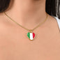 Italian Flag with Heart Pendant Necklace in Gold & Stainless Steel