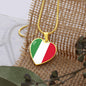 Italian Flag with Heart Pendant Necklace in Gold & Stainless Steel