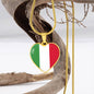 Italian Flag with Heart Pendant Necklace in Gold & Stainless Steel