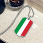 Italy Flag Dog Tag Pendant with Military Chain in Stainless Steel & Gold option