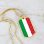 Italy Flag Dog Tag Pendant with Military Chain in Stainless Steel & Gold option