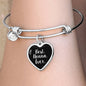 Best Nonna Ever with Black Heart Charm Bangle in Gold & Stainless Steel