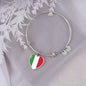 Italian Flag with Heart Charm Bangle in Stainless Steel & Gold option
