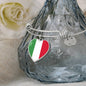 Italian Flag with Heart Charm Bangle in Stainless Steel & Gold option