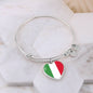 Italian Flag with Heart Charm Bangle in Stainless Steel & Gold option