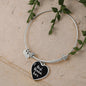 Best Nonna Ever with Black Heart Charm Bangle in Gold & Stainless Steel