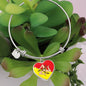 Sicilian Flag with Heart Charm Bangle in Stainless Steel & Gold option