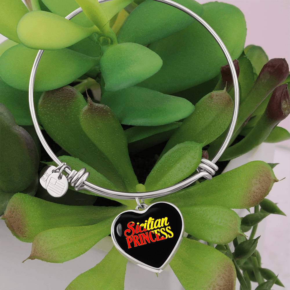 Sicilian Princess Heart Charm Bangle