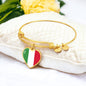 Italian Flag with Heart Charm Bangle in Stainless Steel & Gold option