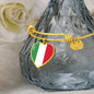 Italian Flag with Heart Charm Bangle in Stainless Steel & Gold option
