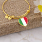 Italian Flag with Heart Charm Bangle in Stainless Steel & Gold option