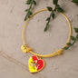 Sicilian Flag with Heart Charm Bangle in Stainless Steel & Gold option