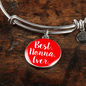 Best Nonna Ever With Red Circle Charm Bangle in Gold & Stainless Steel