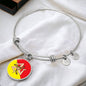 Sicilian Flag With Circle Charm Bangle in Gold & Stainless Steel
