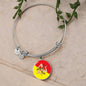 Sicilian Flag With Circle Charm Bangle in Gold & Stainless Steel