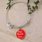 Best Nonna Ever With Red Circle Charm Bangle in Gold & Stainless Steel