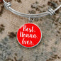 Best Nonna Ever With Red Circle Charm Bangle in Gold & Stainless Steel