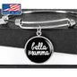 Bella Mamma with Black Circle Charm Bangle in Gold & Stainless Steel