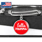 Bella Mamma with Red Circle Charm Bangle in Gold & Stainless Steel