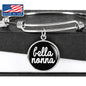 Bella Nonna With Black Circle Charm Bangle in Gold & Stainless Steel