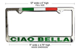 Ciao Bella License Plate Silver Frame with Flag