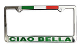 Ciao Bella License Plate Silver Frame with Flag