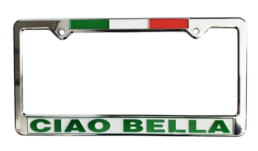 Ciao Bella License Plate Silver Frame with Flag