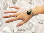 Italian Girls Rock With Black Circle Charm Bangle in Gold & Stainless Steel