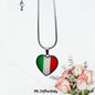Italian Flag with Heart Pendant Necklace