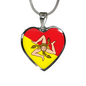 Sicilian Flag with Heart Pendant Necklace