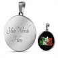 Italian Princess With Black Circle Pendant Necklace in Gold & Stainless Steel