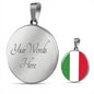 Italian Flag With Circle Pendant Necklace in Gold & Stainless Steel