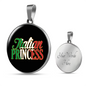 Italian Princess With Black Circle Pendant Necklace